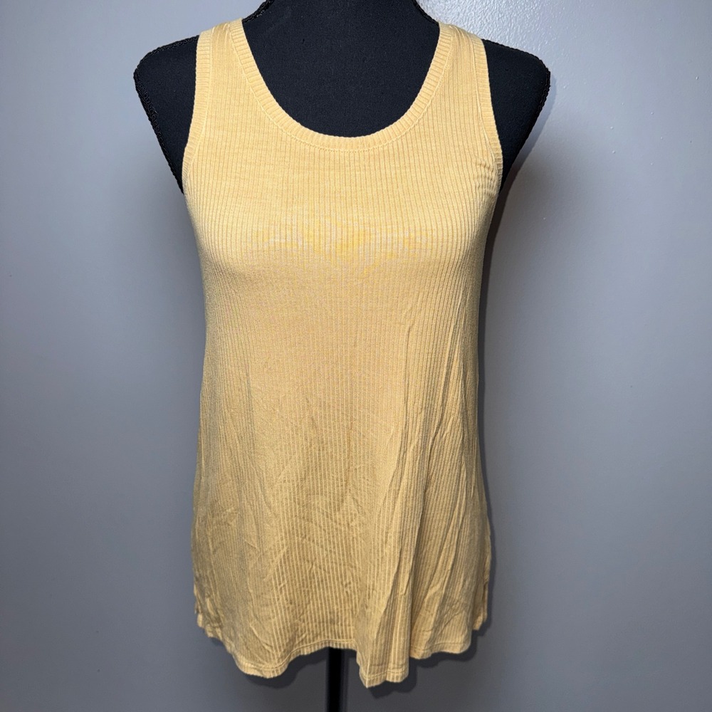 American Eagle Soft & Sexy Ribbed Tank Mustard Yellow Small Sleeveless Crewneck